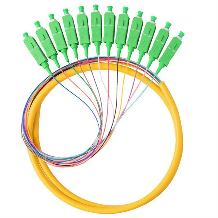 12 Color Fiber Cores Bundle Pigtail SC APC Single Mode Fiber Optic